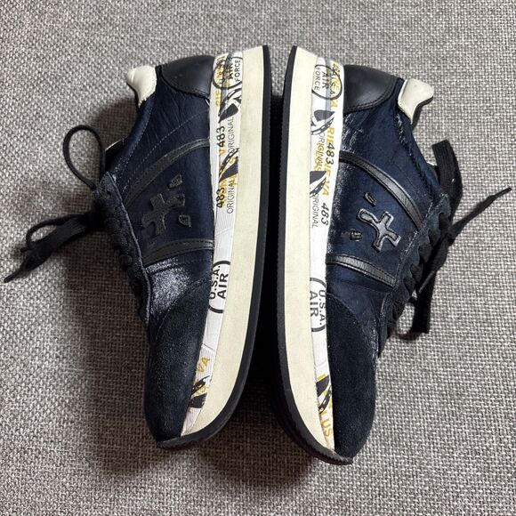 PREMIATA Conny Logo Patch Sneakers In Blue 483  Made In Italy SZ Euro 37/US 6.5 - Picture 6 of 10